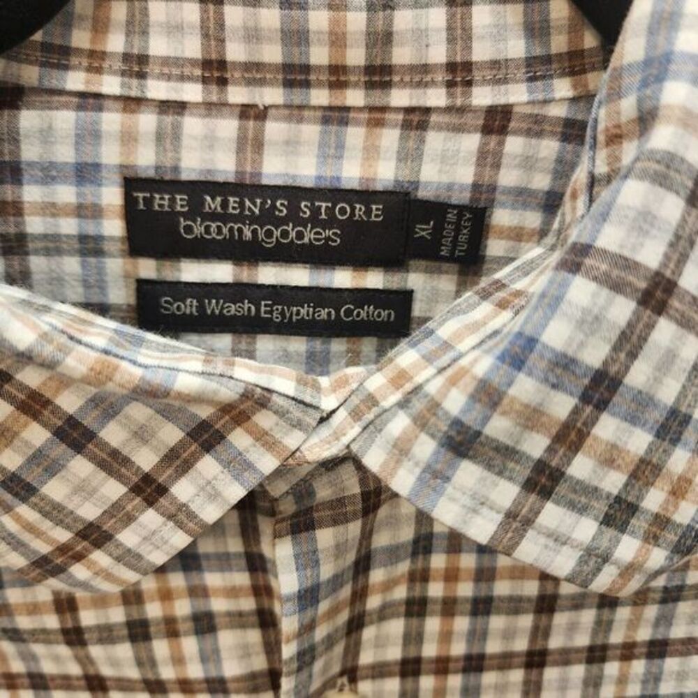 The Men's Store at Bloomingdale's Long Sleeve Plaid Button Front Shirt Size XL - Picture 3 of 7